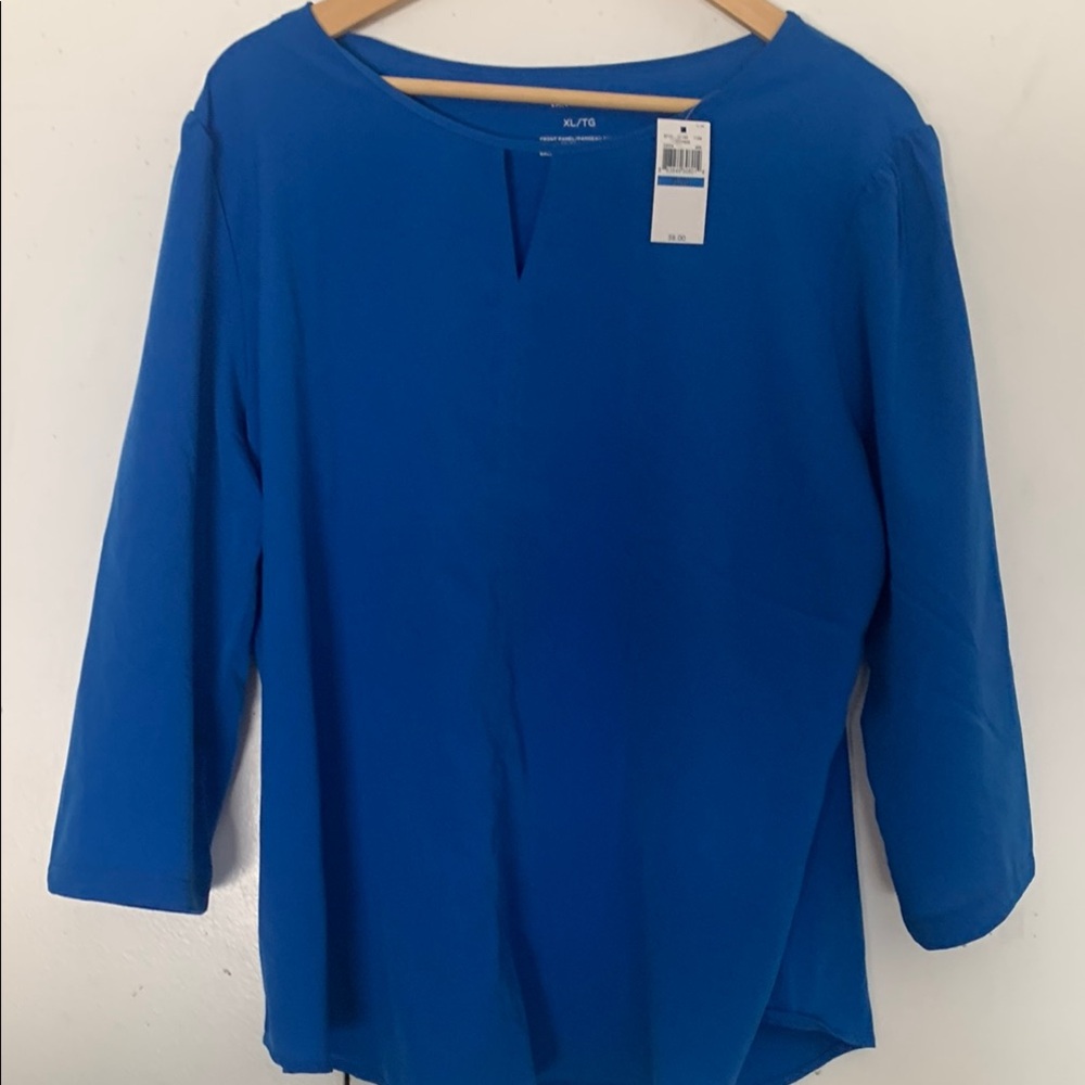 Blue 3/4 Sleeve Tunic Blouse